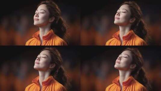 放松身心，感受平静的女性形象高清在线视频素材下载