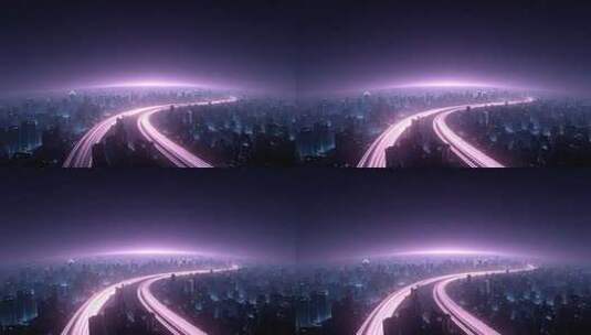 星光璀璨下的未来城市交通网络高清在线视频素材下载