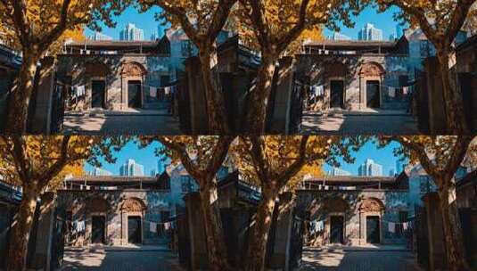 上海老建筑与现代高楼同框景象高清在线视频素材下载