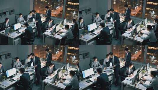 办公室内商务人士加班工作高清在线视频素材下载