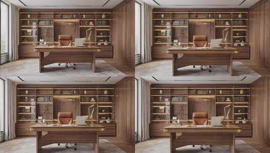 现代风格书房办公场景素材高清在线视频素材下载