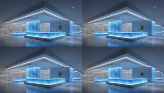 未来科技感办公室蓝色能量涌动高清在线视频素材下载