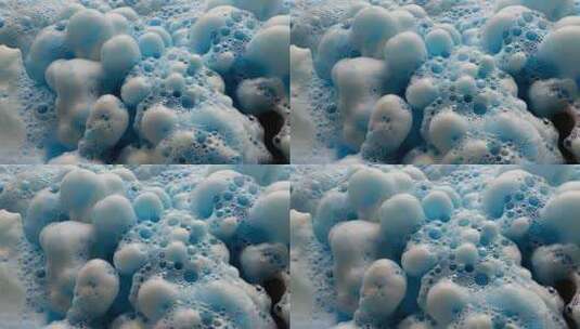 蓝色泡沫微距特写高清在线视频素材下载