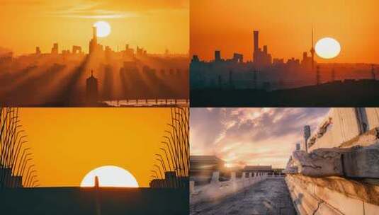 北京长城故宫日出高清在线视频素材下载