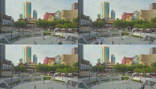 上海静安寺丰盛里静安寺广场高清在线视频素材下载