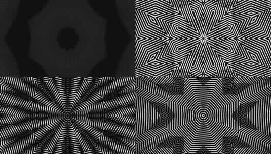 456 4K超清黑白时尚简约线条旋转万花筒高清在线视频素材下载