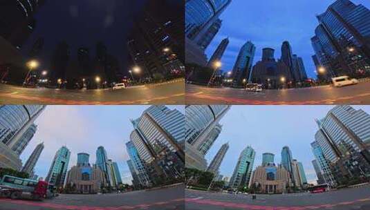 上海陆家嘴中国人民银行日出延时高清在线视频素材下载