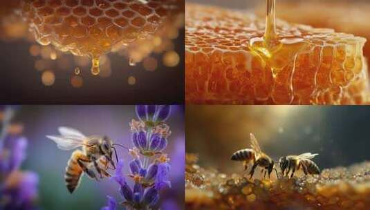 蜜蜂采蜜蜂王浆蜂蜜蜂巢蜂蜜生产养殖高清在线视频素材下载