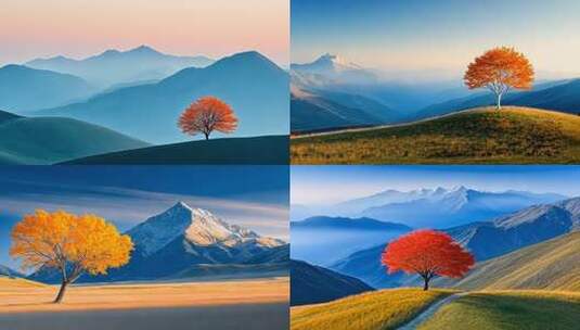 秋日山峦的宁静之美背景金色山野的自然风光高清在线视频素材下载