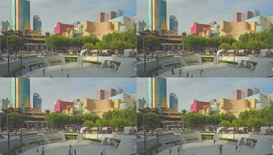 上海静安寺丰盛里静安寺广场高清在线视频素材下载