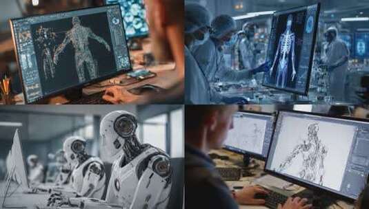 人形机器人设计生产高清在线视频素材下载