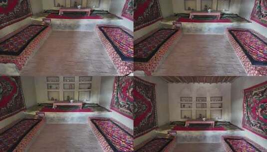 传统室内装饰与多彩地毯高清在线视频素材下载