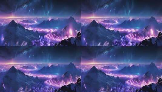 梦幻星空下的雪山之巅高清在线视频素材下载