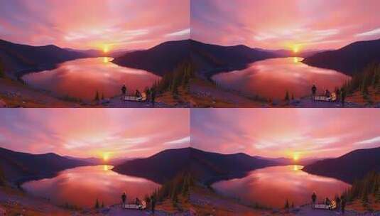 长白山天池夕阳彩霞4K高清在线视频素材下载