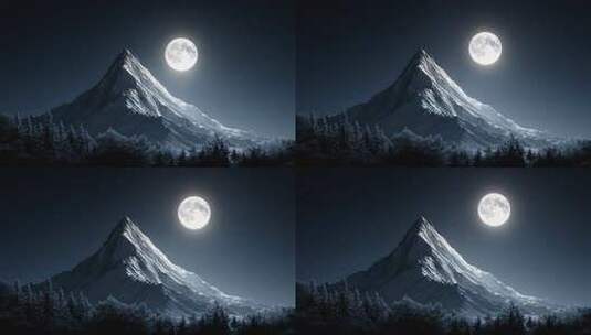 月夜雪山星光璀璨银装素裹景色壮丽高清在线视频素材下载