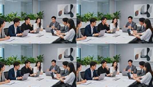 白领团队会议室开会场景高清在线视频素材下载