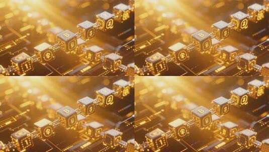 科技感金融区块链3D场景高清在线视频素材下载