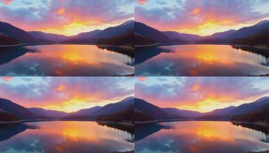 长白山天池夕阳彩霞4K高清在线视频素材下载