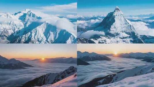 雪山云雾环绕全景高清在线视频素材下载