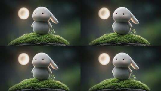 月光下毛茸茸小兔的宁静冥想高清在线视频素材下载