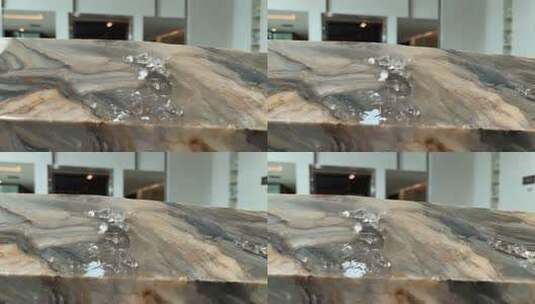 大理石台面玻璃破碎素材高清在线视频素材下载