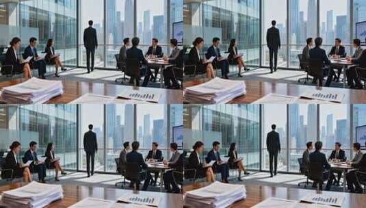 办公室白领团队开会场景高清在线视频素材下载