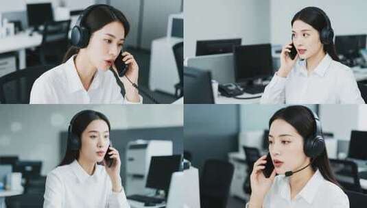 办公室白领女性电话沟通高清在线视频素材下载
