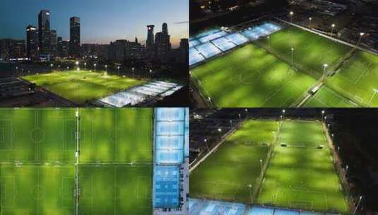 深圳福田香蜜湖夜晚的足球场高清在线视频素材下载
