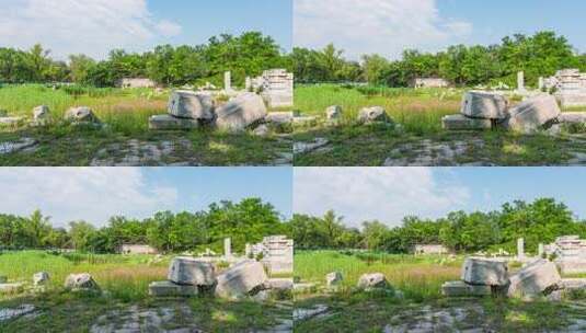 8K北京圆明园残垣断壁石头遗迹延时高清在线视频素材下载