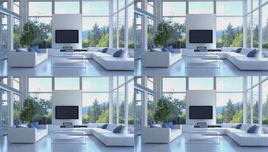 现代简约风格客厅室内场景高清在线视频素材下载