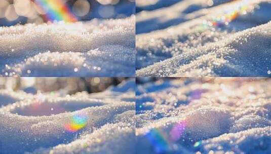 冬日光影雪地晶莹自然之美光影变幻冰雪世界高清在线视频素材下载