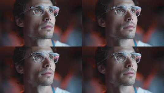 商业精英凝视屏幕洞察未来科技走向高清在线视频素材下载