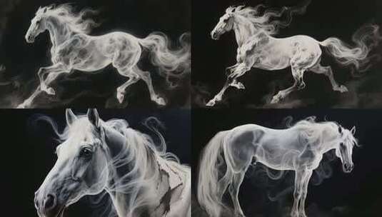 水墨风格骏马奔腾（合集）高清在线视频素材下载