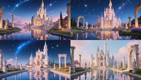 公主风城堡背景梦幻古罗马遗迹花园合集4K高清在线视频素材下载
