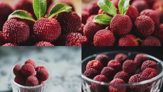新鲜杨梅的特写镜头高清在线视频素材下载