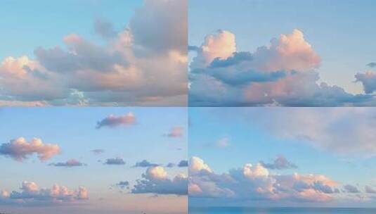 蓝天粉色云朵自然景观高清在线视频素材下载