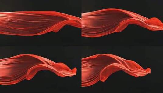 飘动的红色丝绸素材高清在线视频素材下载