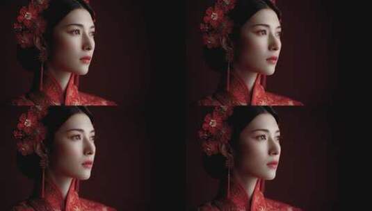 唐朝女子精致妆容侧颜特写高清在线视频素材下载