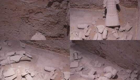 秦始皇陵博物院兵马俑旁的挖掘坑高清在线视频素材下载