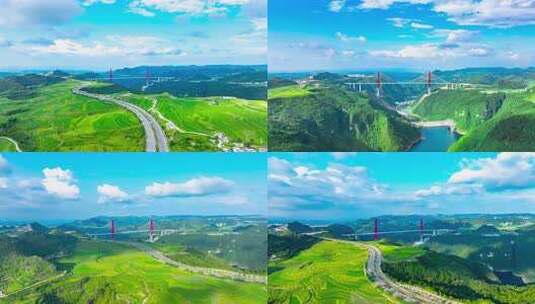 贵州桥梁龙里河大桥航拍延时高清在线视频素材下载