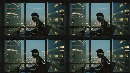 商务人士熬夜加班都市奋斗场景视频高清在线视频素材下载