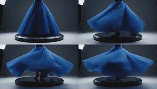 蓝色纱裙展示素材高清在线视频素材下载