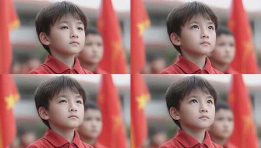 少年儿童目光坚定展望未来高清在线视频素材下载