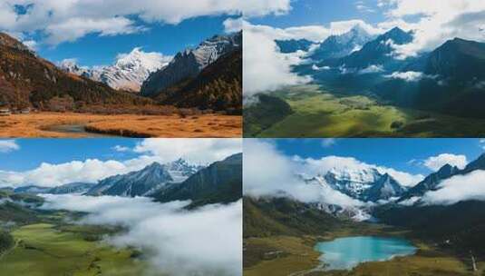 川西雪山自然风光全景高清在线视频素材下载