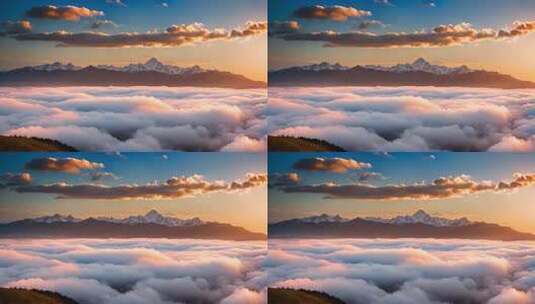 雪山云海壮丽全景高清在线视频素材下载