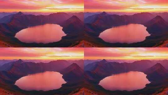 长白山天池夕阳彩霞4K高清在线视频素材下载