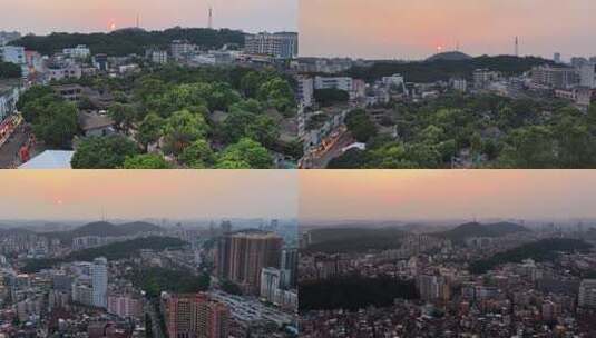 顺德清晖园景区日落航拍高清在线视频素材下载