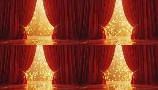 舞台红色幕布拉开场景高清在线视频素材下载
