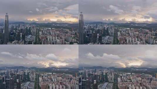航拍深圳早晨风光延时高清在线视频素材下载