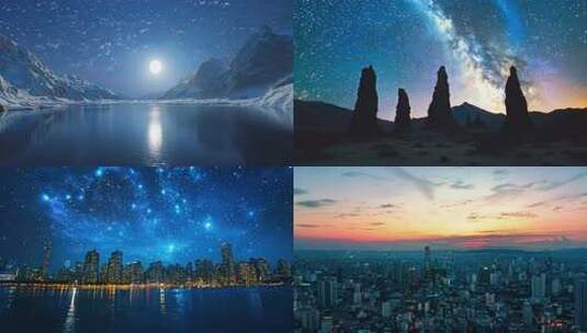 【4k】星空延时银河星轨北极光流星雨星辰高清在线视频素材下载